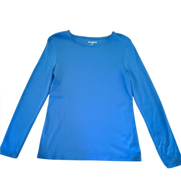 NWOT Talbots Royal Blue Long Sleeve Cotton Tee Size Medium - Picture 1 of 7